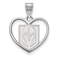 Sterling Silver Rhodium-plated NHL LogoArt NHL Vegas Golden Knights Heart Pendant