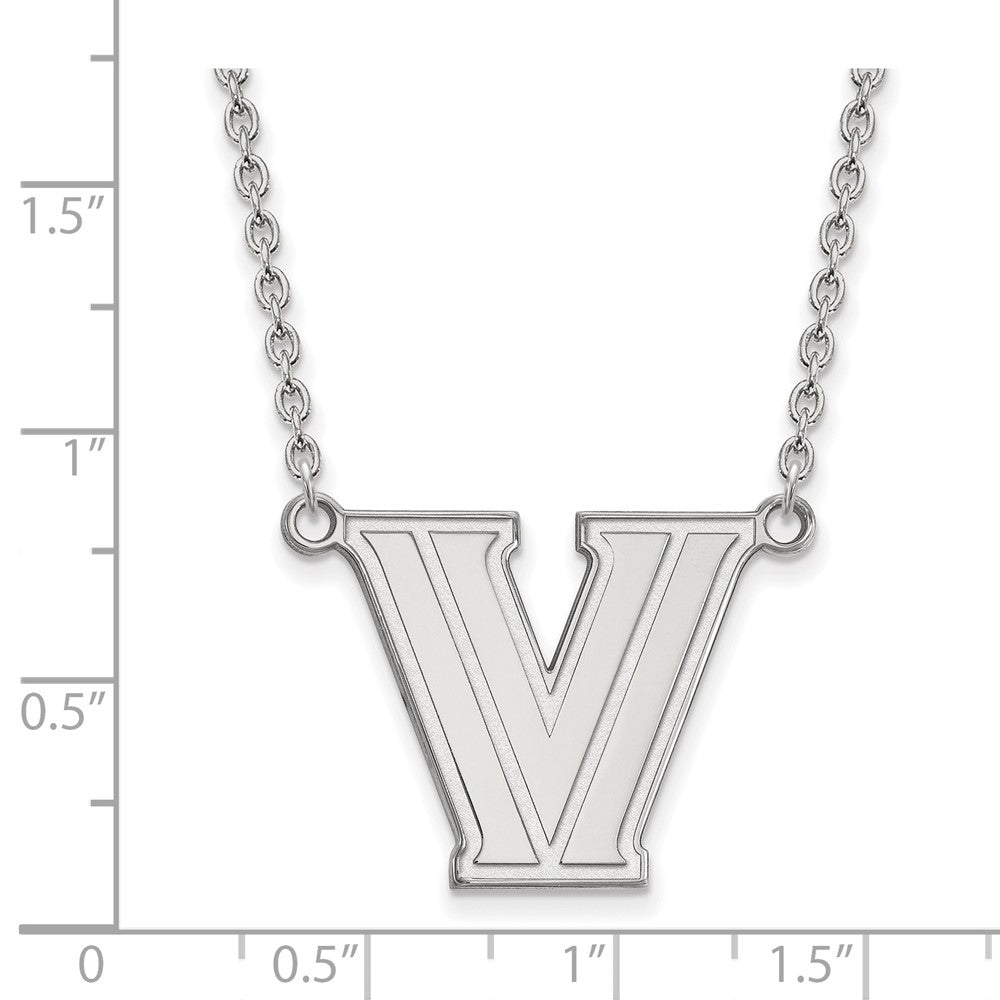 Sterling Silver Rhodium-plated LogoArt Villanova University Letter V Large Pendant 18 inch Necklace