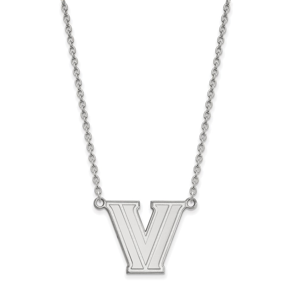 Sterling Silver Rhodium-plated LogoArt Villanova University Letter V Large Pendant 18 inch Necklace