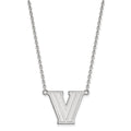 Sterling Silver Rhodium-plated LogoArt Villanova University Letter V Large Pendant 18 inch Necklace