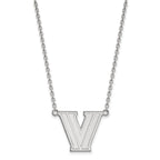 Sterling Silver Rhodium-plated LogoArt Villanova University Letter V Large Pendant 18 inch Necklace