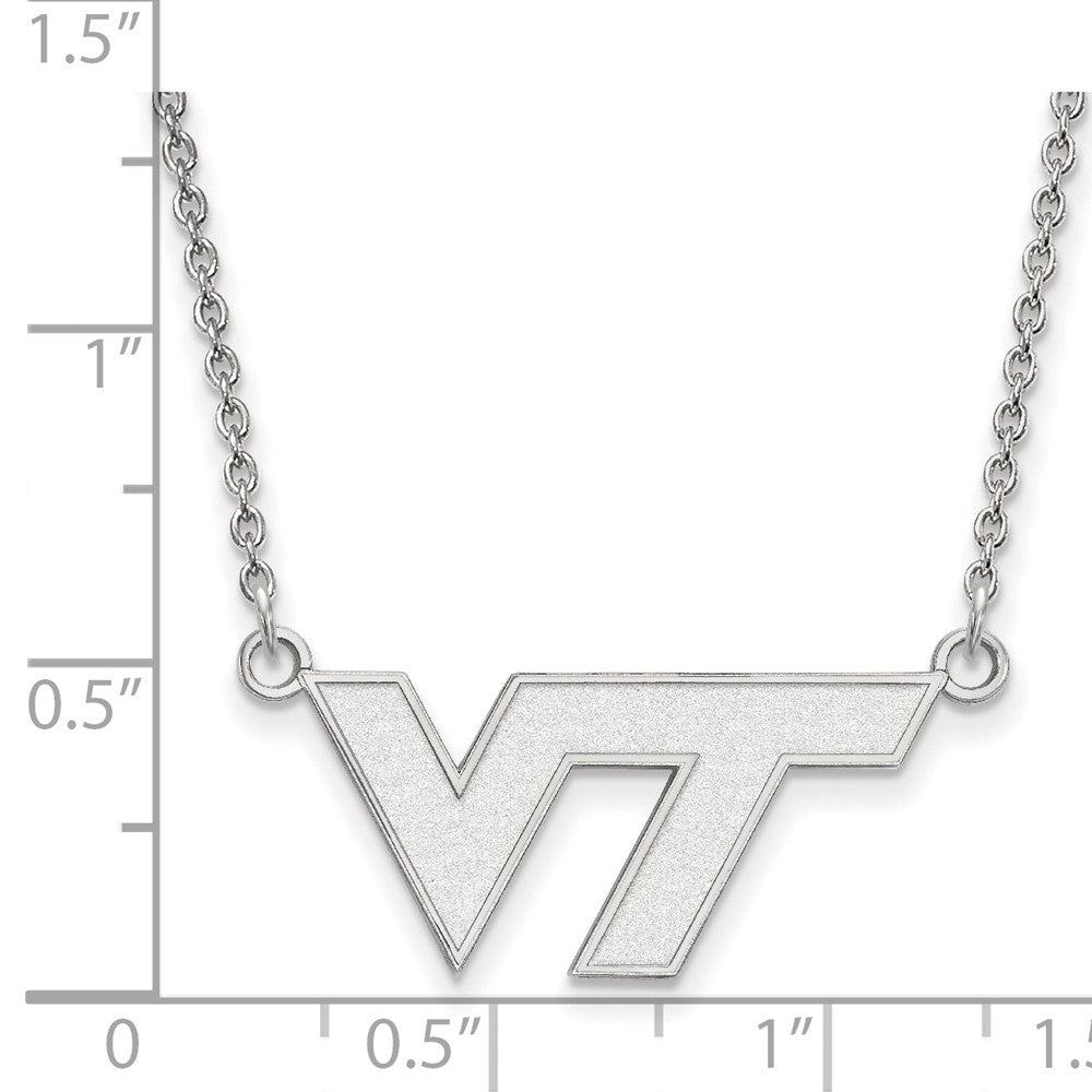 10k White Gold LogoArt Virginia Tech V-T Small Pendant 18 inch Necklace