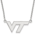 Sterling Silver Rhodium-plated LogoArt Virginia Tech V-T Small Pendant 18 inch Necklace