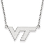 Sterling Silver Rhodium-plated LogoArt Virginia Tech V-T Small Pendant 18 inch Necklace