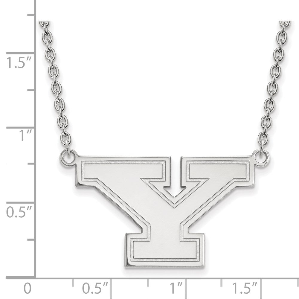 Sterling Silver Rhodium-plated LogoArt Youngstown State University Letter Y Large Pendant 18 inch Necklace