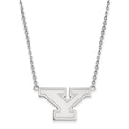 14k White Gold LogoArt Youngstown State University Letter Y Large Pendant 18 inch Necklace