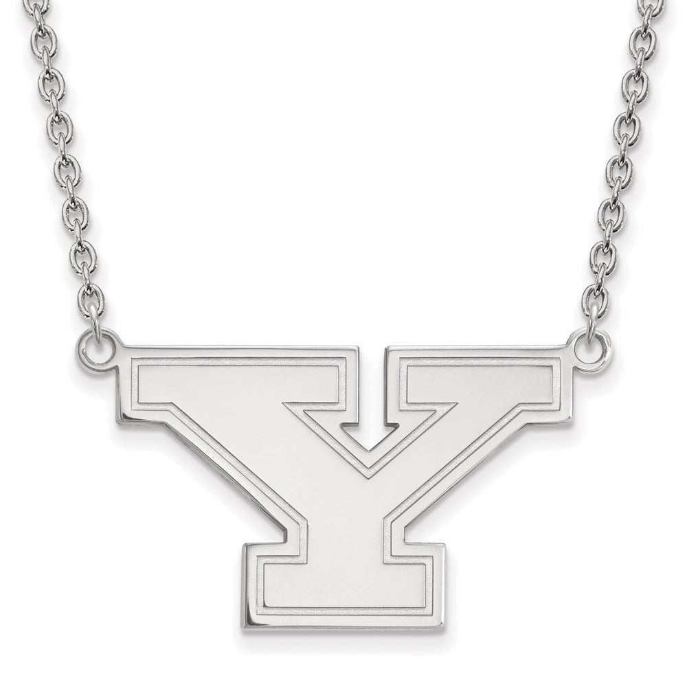 Sterling Silver Rhodium-plated LogoArt Youngstown State University Letter Y Large Pendant 18 inch Necklace