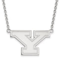 Sterling Silver Rhodium-plated LogoArt Youngstown State University Letter Y Large Pendant 18 inch Necklace