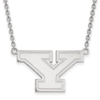 Sterling Silver Rhodium-plated LogoArt Youngstown State University Letter Y Large Pendant 18 inch Necklace