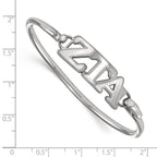 Sterling S. Rh-plated LogoArt Zeta Tau Alpha Small Hook and Clasp Bangle