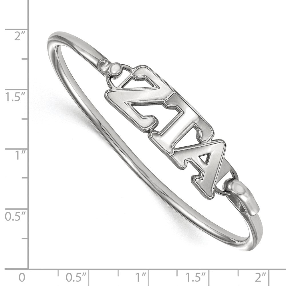 Sterling S. Rh-plated LogoArt Zeta Tau Alpha Small Hook and Clasp Bangle