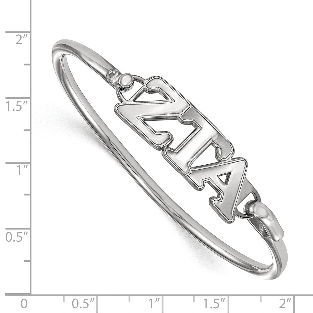 Sterling S. Rh-plated LogoArt Zeta Tau Alpha Small Hook and Clasp Bangle
