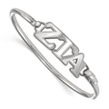 Sterling S. Rh-plated LogoArt Zeta Tau Alpha Small Hook and Clasp Bangle