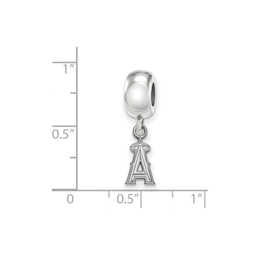 Sterling Silver Rhodium Plated Major League Baseball LogoArt Los Angeles Angels Dangle Bead