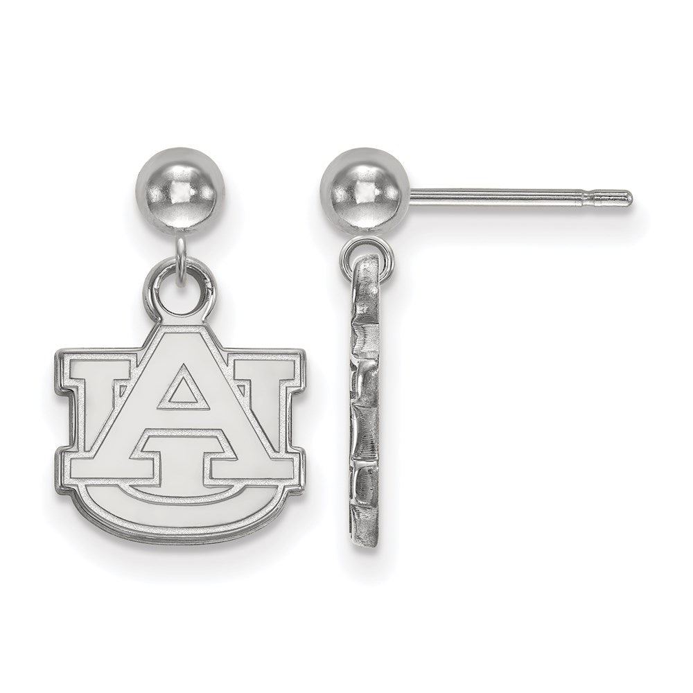 14k White Gold LogoArt Auburn University A-U Dangle Ball Post Earrings