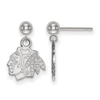14k White Gold NHL LogoArt Chicago Blackhawks Dangle Post Earrings