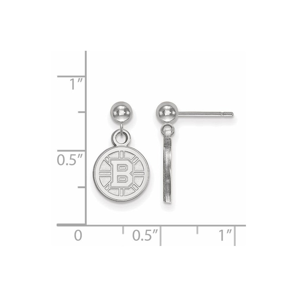 14k White Gold NHL LogoArt Boston Bruins Dangle Post Earrings