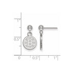 Sterling Silver Rhodium-plated NHL LogoArt Boston Bruins Dangle Post Earrings