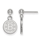 Sterling Silver Rhodium-plated NHL LogoArt Boston Bruins Dangle Post Earrings