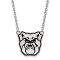 Sterling Silver Rhodium-plated LogoArt Butler University Bulldog Enameled Large Pendant 18 inch Necklace