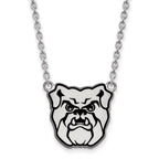 Sterling Silver Rhodium-plated LogoArt Butler University Bulldog Enameled Large Pendant 18 inch Necklace