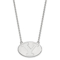 10k White Gold LogoArt Brigham Young University Letter Y Large Pendant 18 inch Necklace