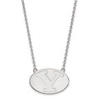 10k White Gold LogoArt Brigham Young University Letter Y Large Pendant 18 inch Necklace