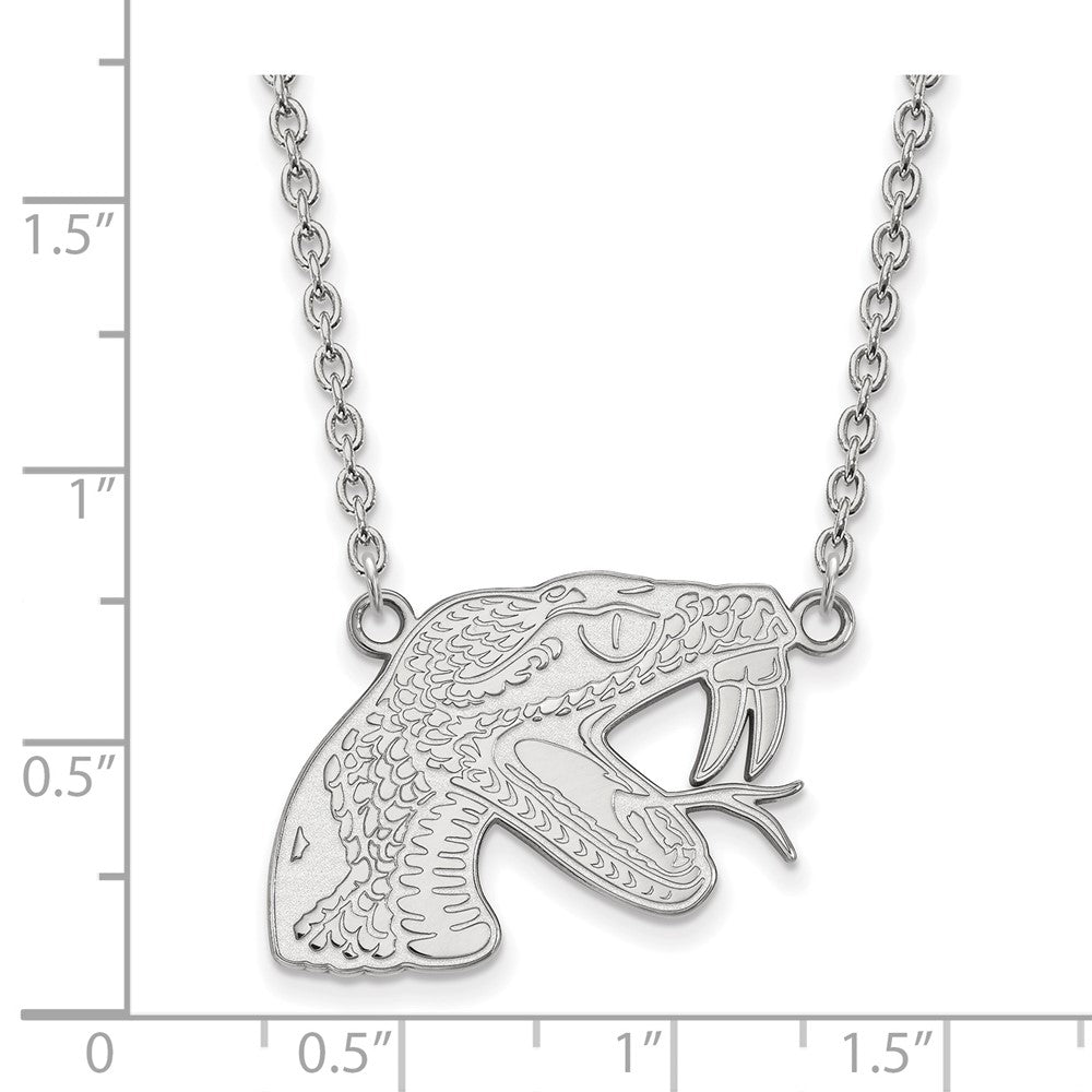 14k White Gold LogoArt Florida A and M University Rattler Large Pendant 18 inch Necklace