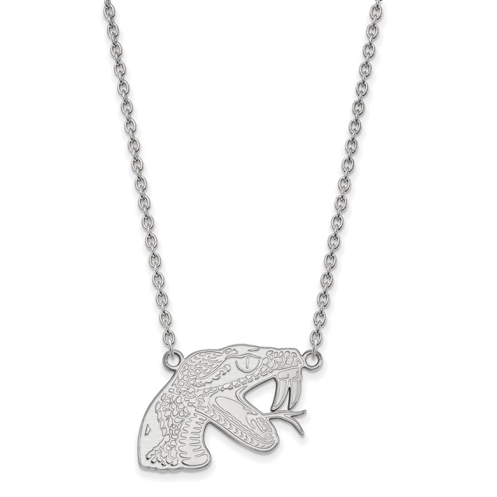 14k White Gold LogoArt Florida A and M University Rattler Large Pendant 18 inch Necklace