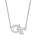 14k White Gold LogoArt Georgia Institute of Technology G-T Large Pendant 18 inch Necklace