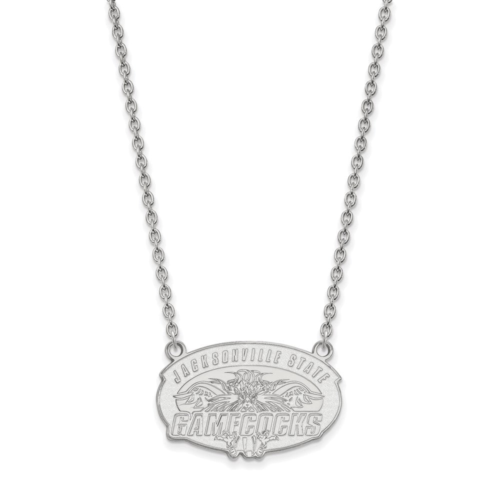 10k White Gold LogoArt Jacksonville State University Large Pendant 18 inch Necklace