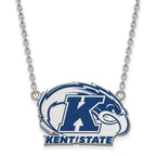 Sterling Silver Rhodium-plated LogoArt Kent State University Large Enameled Pendant 18 inch Necklace