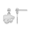14k White Gold LogoArt Kansas State University Wildcat Dangle Ball Post Earrings