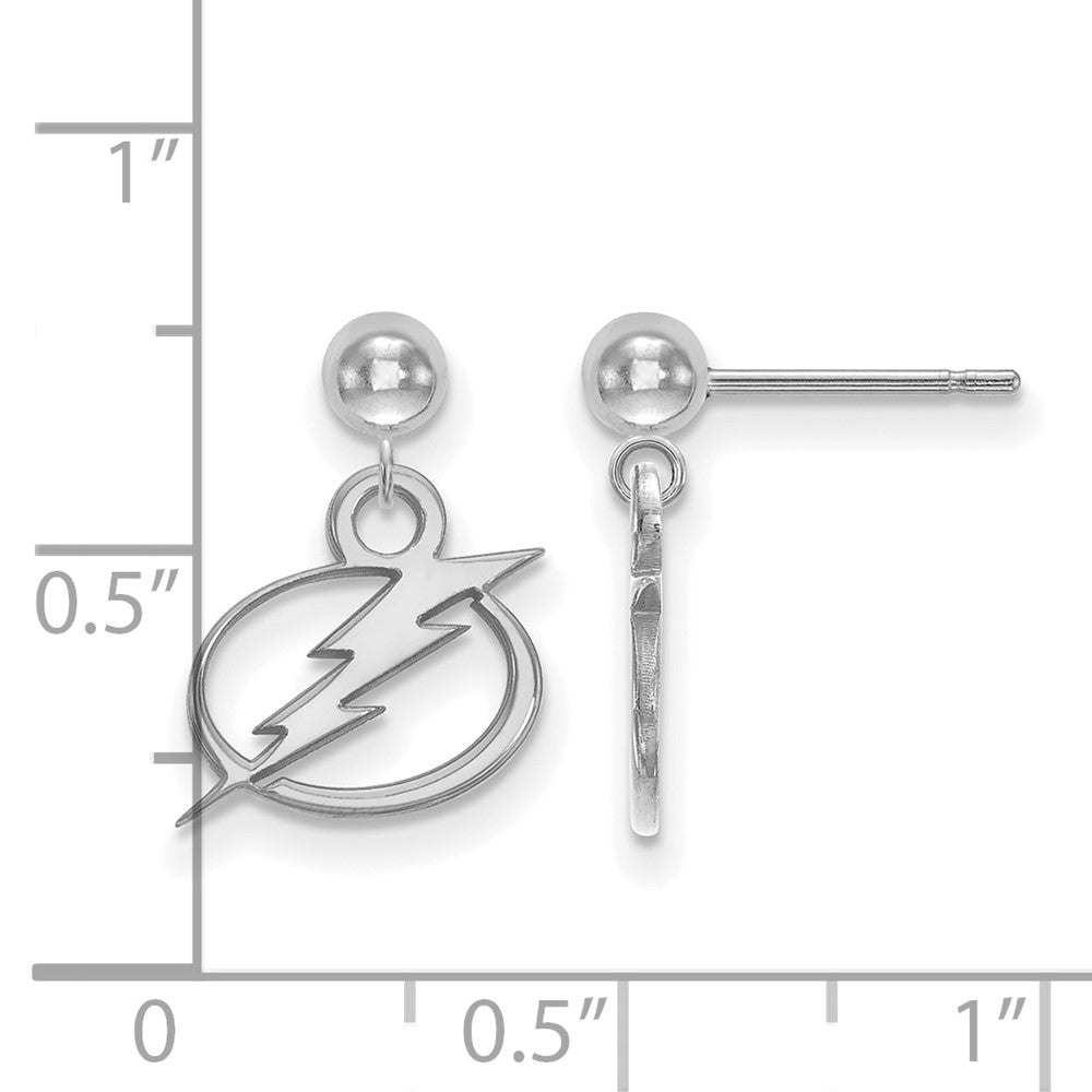 Sterling Silver Rhodium-plated NHL LogoArt Tampa Bay Lightning Dangle Ball Post Earrings