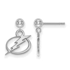 Sterling Silver Rhodium-plated NHL LogoArt Tampa Bay Lightning Dangle Ball Post Earrings