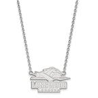 Sterling Silver Rhodium-plated LogoArt Longwood University Lancers Large Pendant 18 inch Necklace