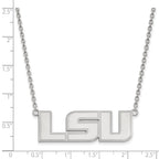 Sterling Silver Rhodium-plated LogoArt Louisiana State University L-S-U Large Pendant 18 inch Necklace