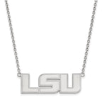 14k White Gold LogoArt Louisiana State University L-S-U Large Pendant 18 inch Necklace