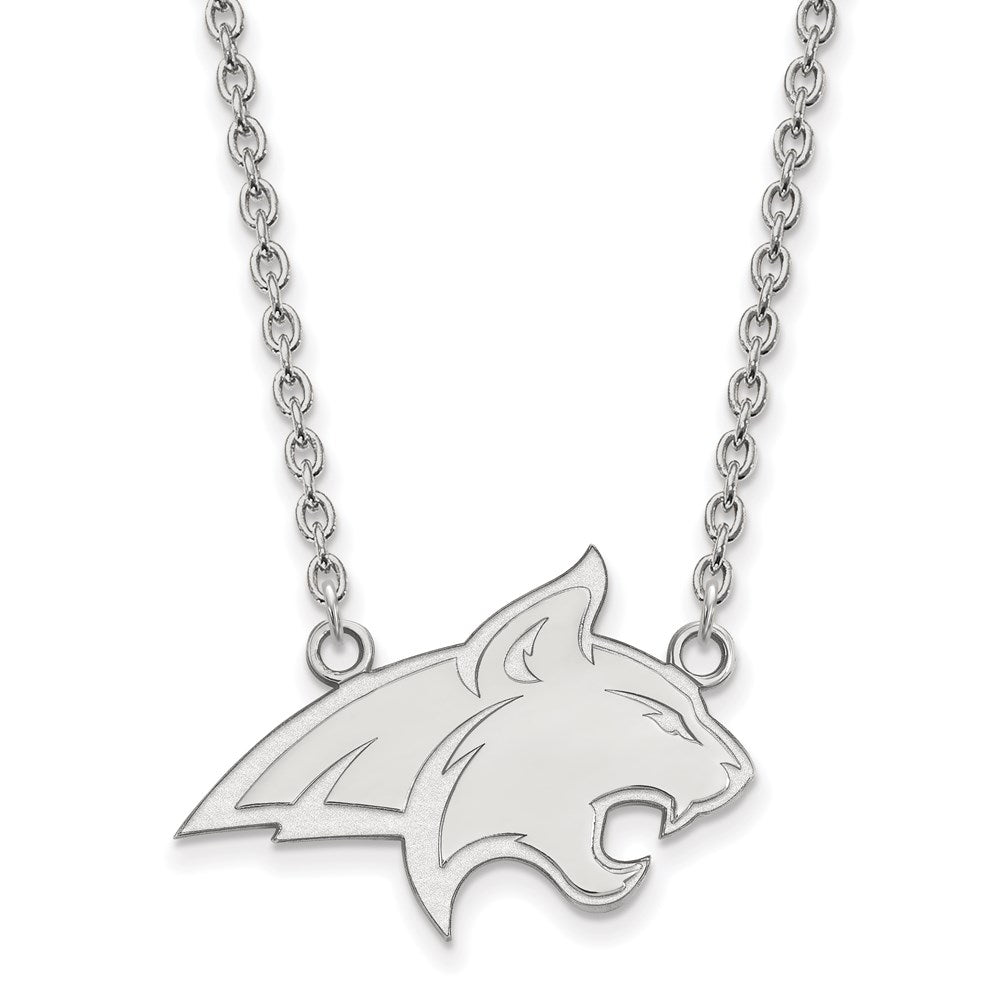 14k White Gold LogoArt Montana State University Bobcat Large Pendant 18 inch Necklace