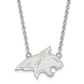 Sterling Silver Rhodium-plated LogoArt Montana State University Bobcat Large Pendant 18 inch Necklace