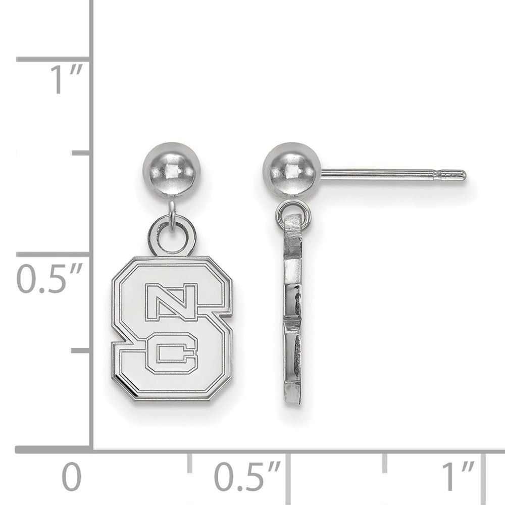 14k White Gold LogoArt North Carolina State University N-C-S Dangle Ball Post Earrings