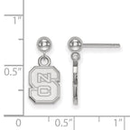 14k White Gold LogoArt North Carolina State University N-C-S Dangle Ball Post Earrings