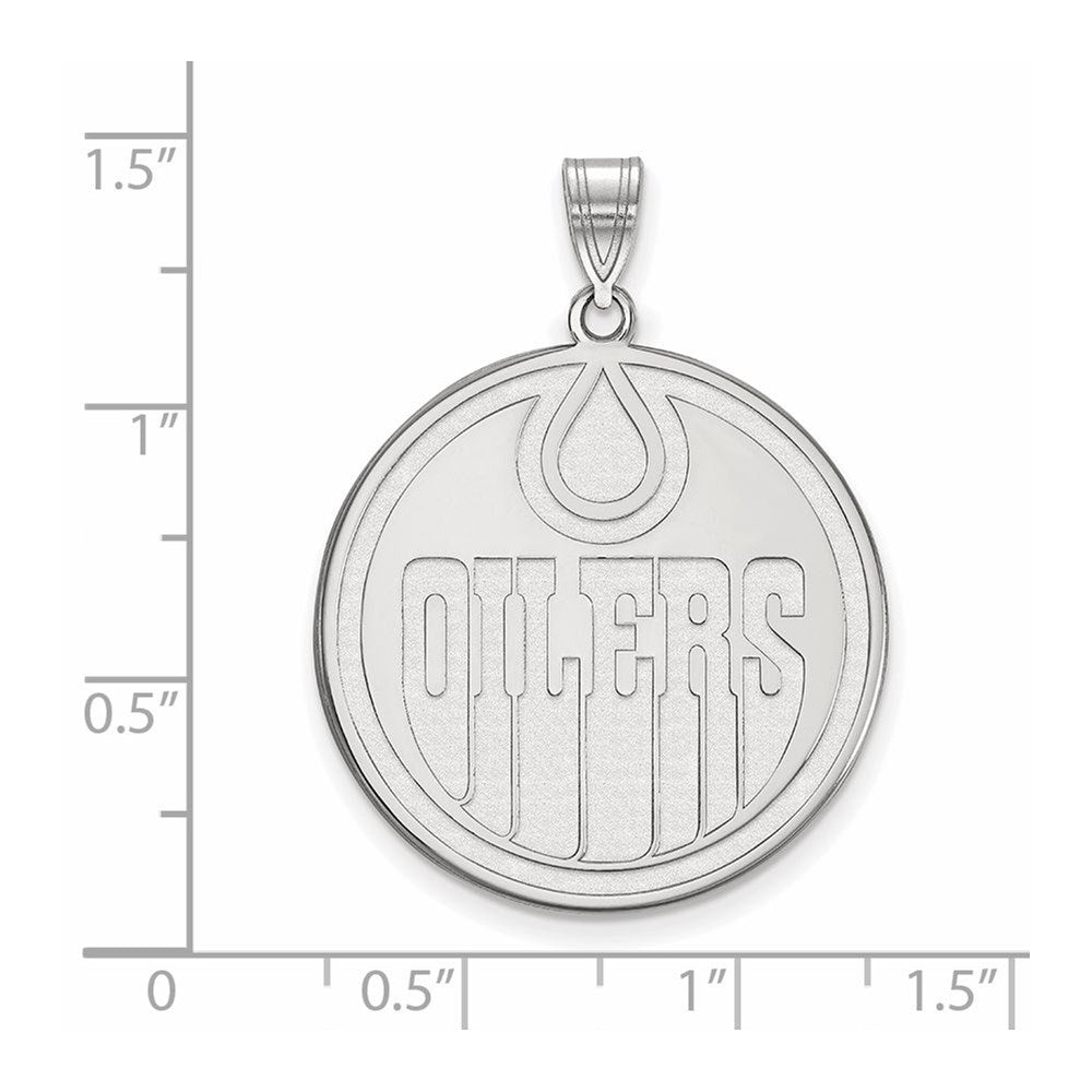 Sterling Silver Rhodium-plated NHL LogoArt Edmonton Oilers Extra Large Pendant