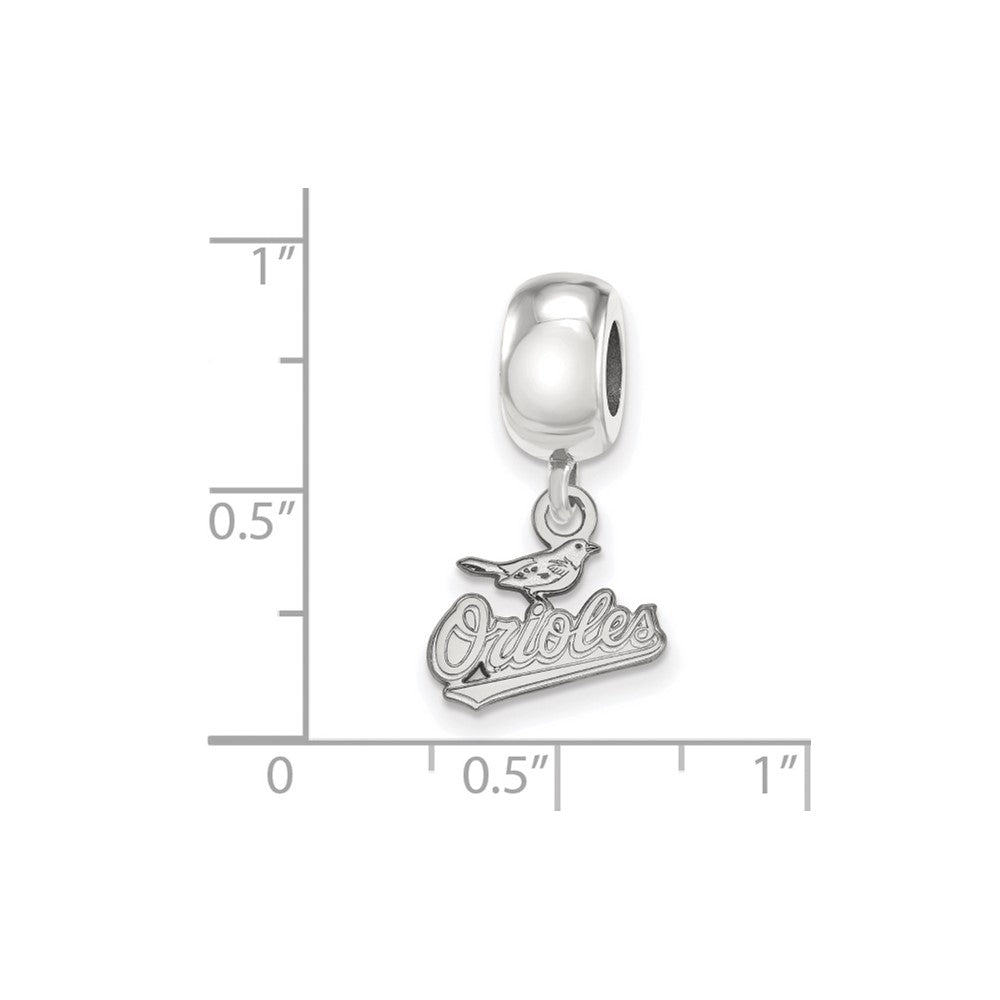 Sterling Silver Rhodium Plated Major League Baseball LogoArt Baltimore Orioles Extra Small Dangle Bead