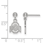 Sterling Silver Rhodium-plated LogoArt The Ohio State University Dangle Ball Post Earrings