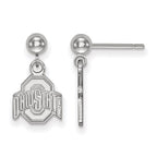 14k White Gold LogoArt The Ohio State University Dangle Ball Post Earrings