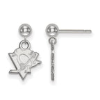 Sterling Silver Rhodium-plated NHL LogoArt Pittsburgh Penguins Dangle Post Earrings