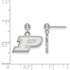 14k White Gold LogoArt Purdue University Letter P Dangle Ball Post Earrings
