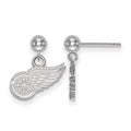 Sterling Silver Rhodium-plated NHL LogoArt Detroit Red Wings Dangle Post Earrings