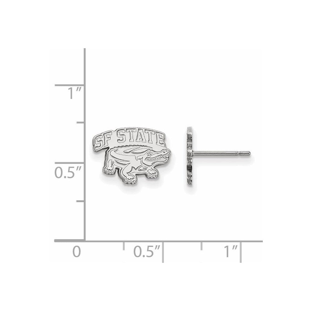 Sterling Silver Rhodium-plated LogoArt San Francisco State University Extra Small Post Earrings